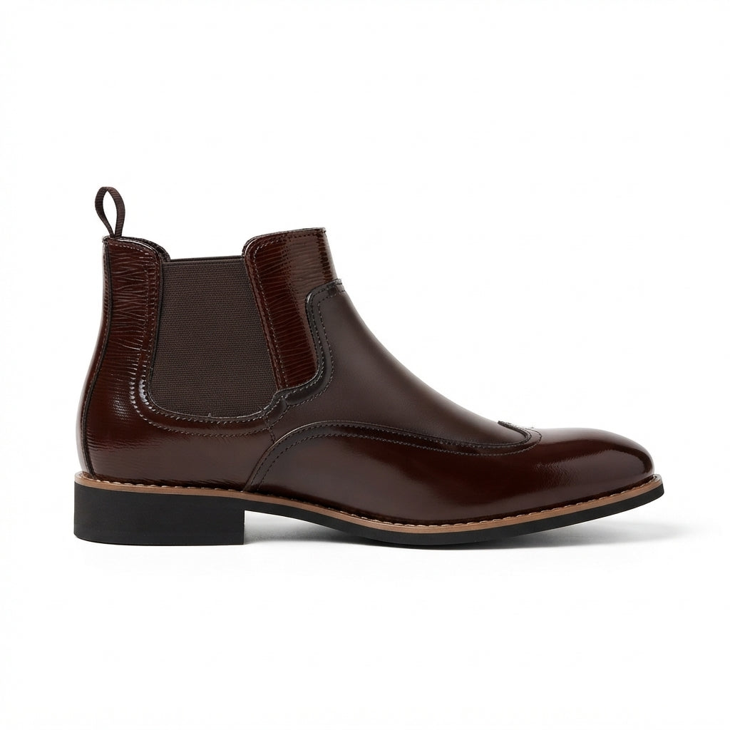 Sztyblety męskie skórzane, klasyczne buty za kostkę, eleganckie do garnituru i na co dzień - Brązowy